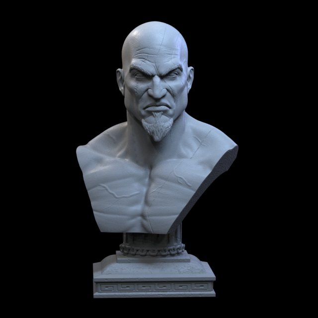 STL KRATOS BUST GOW3 3D PRINT 3D Print Model .c4d .max .obj .3ds .fbx .stl .blend 