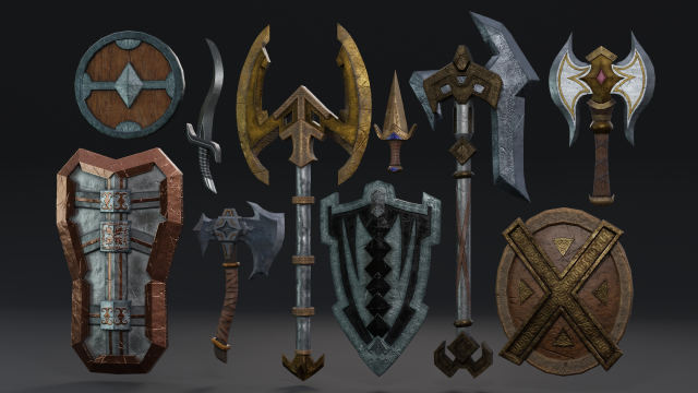 Semi Stylized Fantasy Weapon Pack 1 Modelo 3D .c4d .max .obj .3ds .fbx .stl .blend 