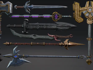 Pacote de armas de fantasia semiestilizadas 2 Modelo 3D