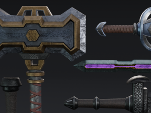 Semi Stylized Fantasy Weapon Pack 2 Model 3D
