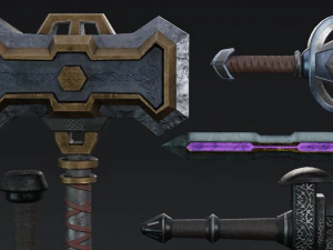 Semi Stylized Fantasy Weapon Pack 2 3D Model