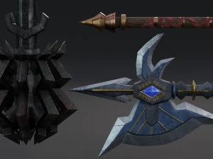 Semi Stylized Fantasy Weapon Pack 2 3D Model