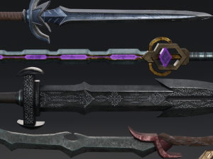 Semi Stylized Fantasy Weapon Pack 2 Model 3D