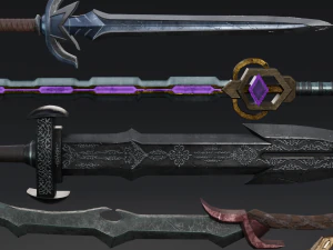 Semi Stylized Fantasy Weapon Pack 2 3D Model