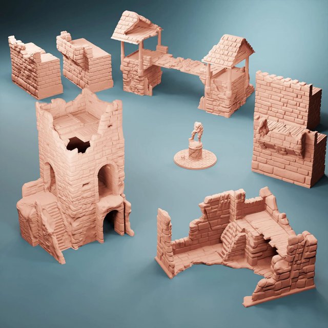 Damaged Outpost Scatter Ready to Print 3D प्रिंट मॉडल .c4d .max .obj .3ds .fbx .stl .blend 