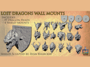 Dragon Head Wall Mounts Ready to Print 3D 打印模型
