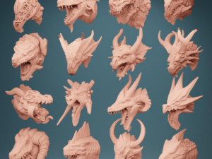 Dragon Head Wall Mounts Ready to Print Modelo de Impressão 3D