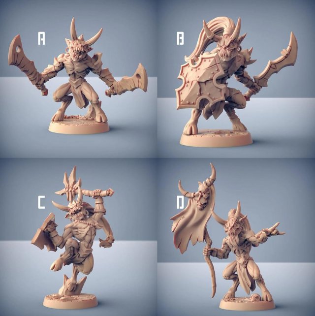 4 Modular Abyss Gruntlings Ready to Print Modello di stampa 3D .c4d .max .obj .3ds .fbx .stl .blend 