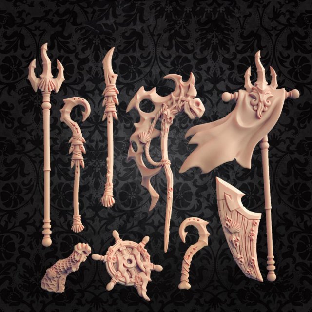 Standalone Death Tide Jurakin Weapons Ready to Print Modello di stampa 3D .c4d .max .obj .3ds .fbx .stl .blend