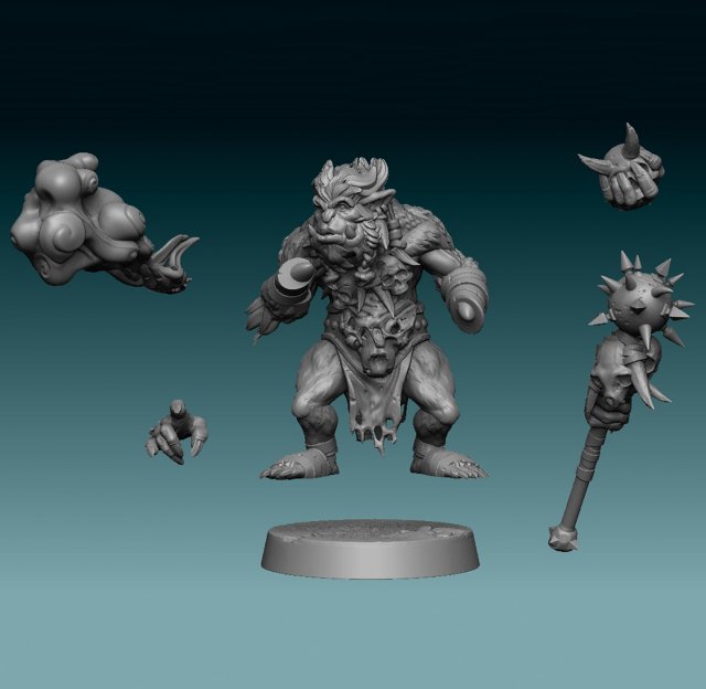 Bugbear Mage Miniatures Ready to Print 3D Baskı Modeli .c4d .max .obj .3ds .fbx .stl .blend 