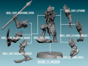 Gnoll Chief Miniatures Ready to Print 3D Print Model