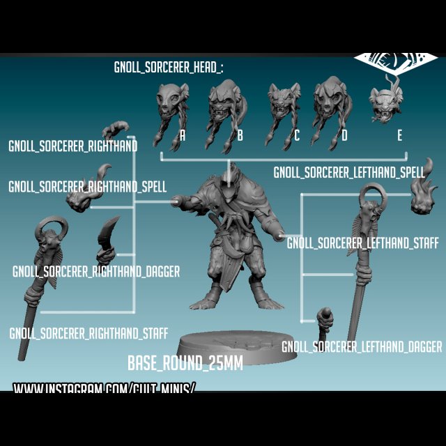 Gnoll Sorcerer Miniatures Ready to Print Modelo de Impressão 3D .c4d .max .obj .3ds .fbx .stl .blend 