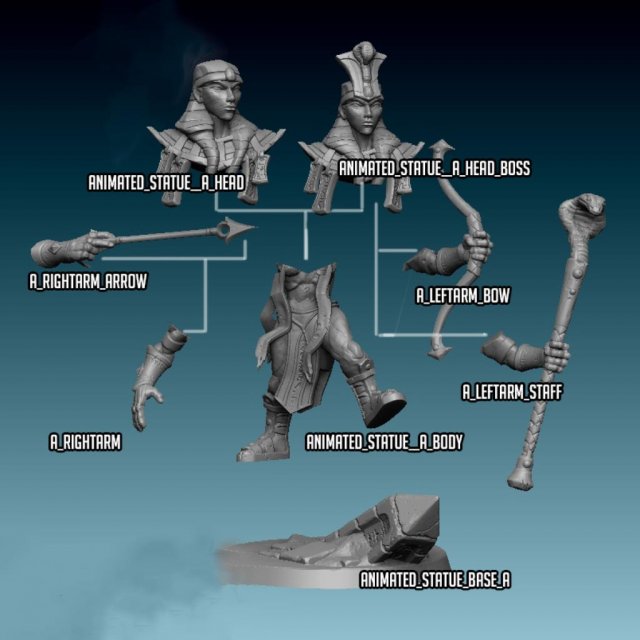 Animated Statue A Miniatures Ready to Print 3D Принт Модель .c4d .max .obj .3ds .fbx .stl .blend 
