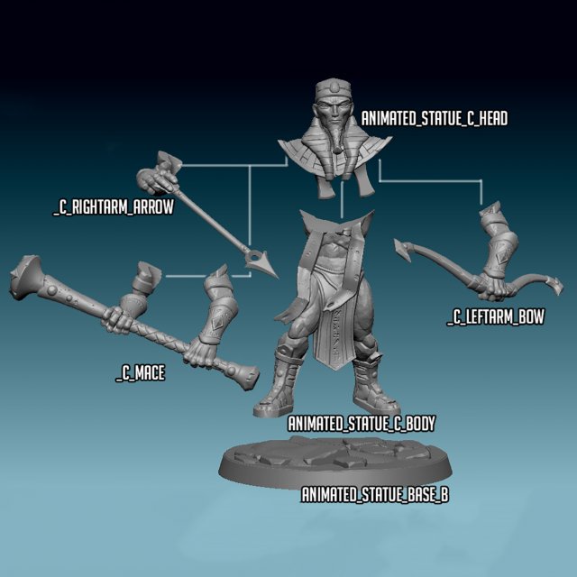 Animated Statue C Miniatures Ready to Print 3D Принт Модель .c4d .max .obj .3ds .fbx .stl .blend 