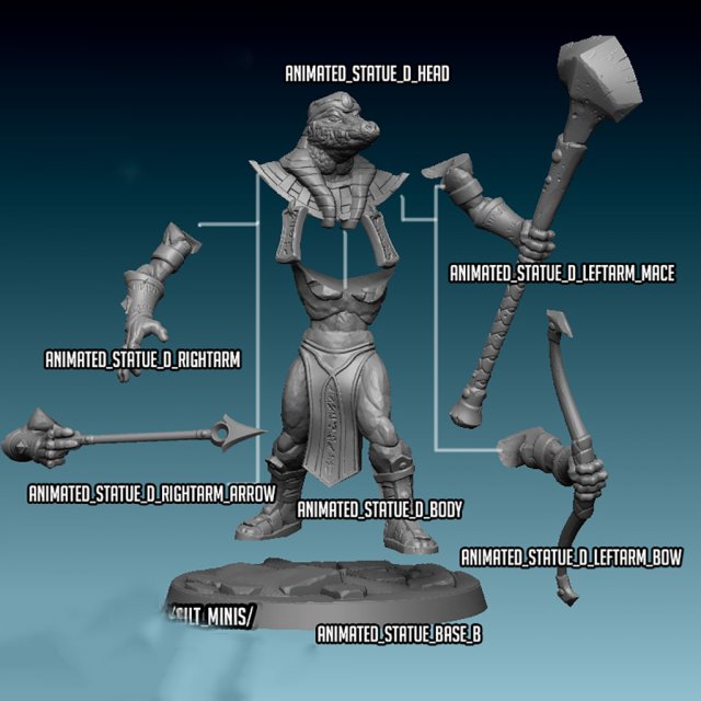 Animated Statue D Miniatures Ready to Print 3D Print Model .c4d .max .obj .3ds .fbx .stl .blend 