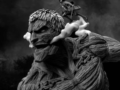 Armored Titan And Mikasa Miniatures Ready to Print 3D-Druckmodell