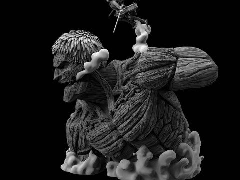 Armored Titan And Mikasa Miniatures Ready to Print 3D-Druckmodell