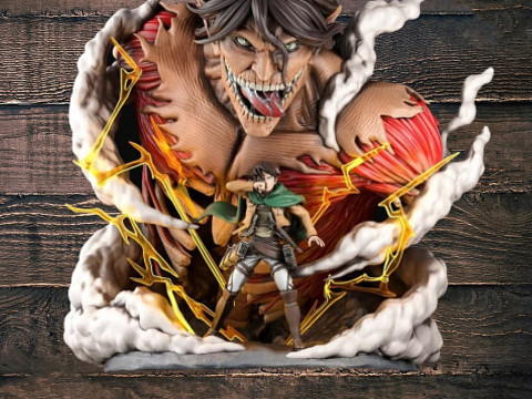Attack Titan and Eren Miniatures Ready to Print 3D-printmodel
