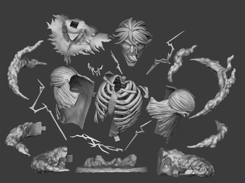 Attack Titan and Eren Miniatures Ready to Print Modèles 3D en vedette