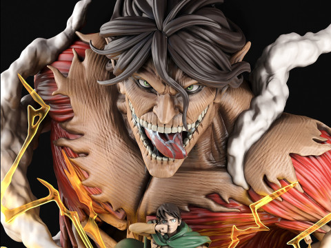 Attack Titan and Eren Miniatures Ready to Print Modèles 3D en vedette