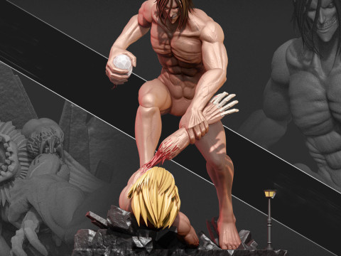 Attack Titan VS Jaw titan 3D print model 3D Baskı Modeli