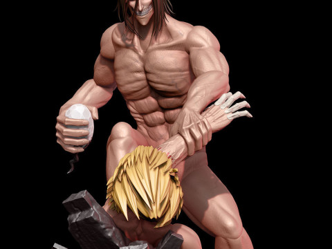 Attack Titan VS Jaw titan 3D print model 3D Baskı Modeli
