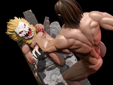 Attack Titan VS Jaw titan 3D print model 3D Baskı Modeli