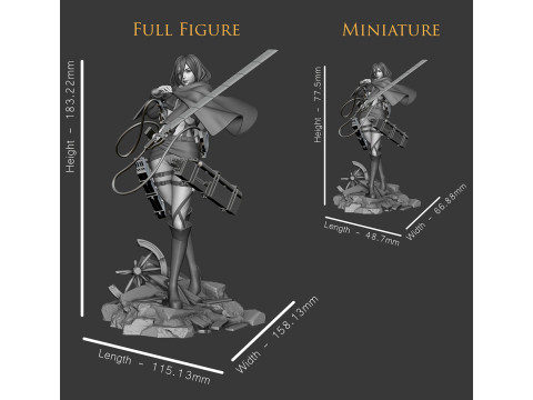 Mikasa Ackerman Attack on Titan Ready to Print 3D Print Model