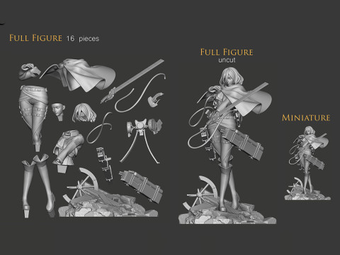 Mikasa Ackerman Attack on Titan Ready to Print 3D Print Model