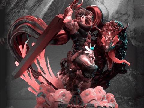 Guts Berserk Statue Ready to Print 3D Print Model