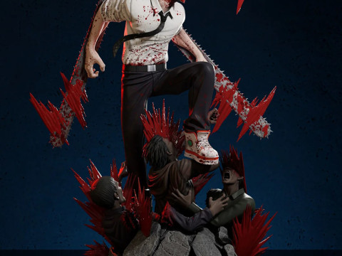 Chainsaw Man Anime Ready to Print Modèles 3D en vedette
