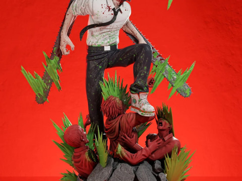 Chainsaw Man Anime Ready to Print Modèles 3D en vedette