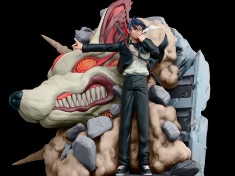 Aki hayakawa and Kon from Chainsaw Man print Model do druku 3D