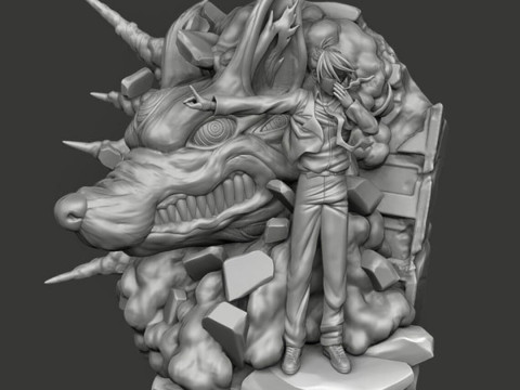 Aki hayakawa and Kon from Chainsaw Man print Model do druku 3D