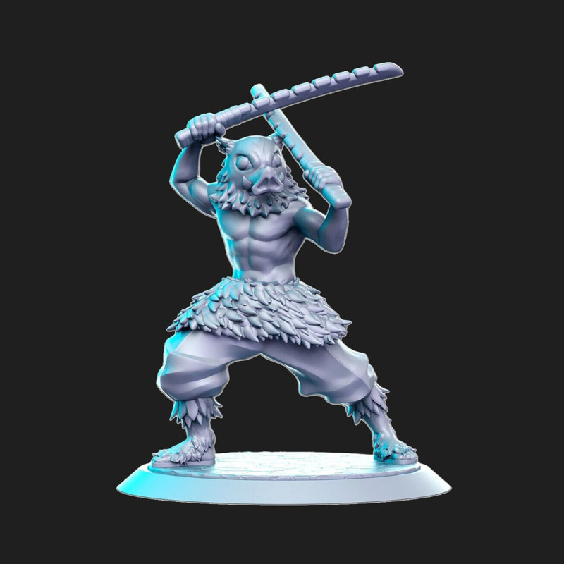 Inosuke Hashibira Demon Slayer Ready to Print 3D-Druckmodell .c4d .max .obj .3ds .fbx .stl .blend 