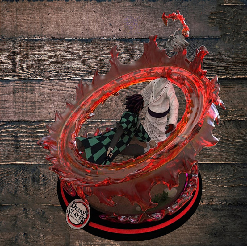 Demon Slayer Tanjiro vs Rui Ready to Print 3D 打印模型 .c4d .max .obj .3ds .fbx .stl .blend 
