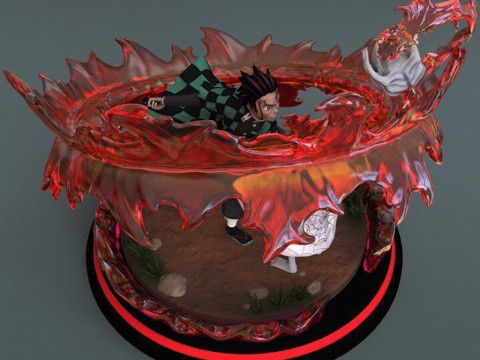 Demon Slayer Tanjiro vs Rui Ready to Print 3D 打印模型