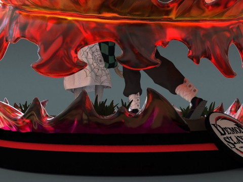 Demon Slayer Tanjiro vs Rui Ready to Print 3D 打印模型