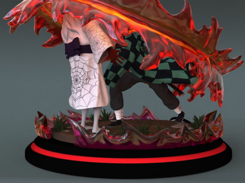 Demon Slayer Tanjiro vs Rui Ready to Print 3D 打印模型