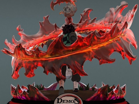 Demon Slayer Tanjiro vs Rui Ready to Print 3D 打印模型