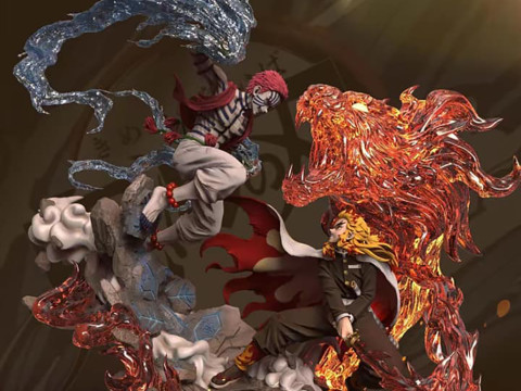 Hero Belief Studio Rengoku vs Akaza Ready to Print 3Dプリントモデル