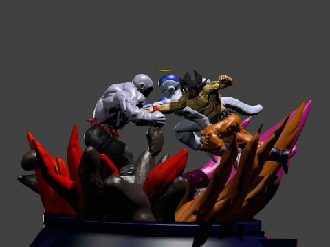 Jiren vs Goku and Frieza Statue Ready to Print 3D 打印模型