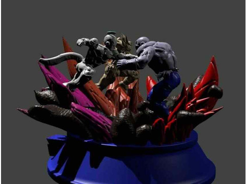 Jiren vs Goku and Frieza Statue Ready to Print 3D 打印模型