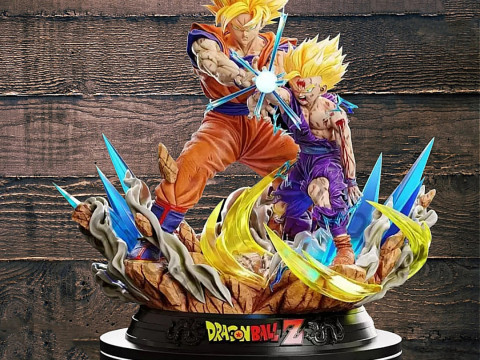 Goku and Gohan Father and Son Kamehameha Ready to Print 3D Принт Модель