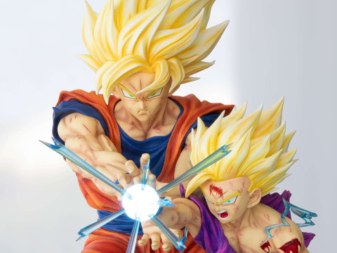 Goku and Gohan Father and Son Kamehameha Ready to Print 3D Print Model