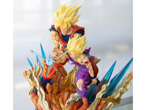 Goku and Gohan Father and Son Kamehameha Ready to Print 3D Print Model