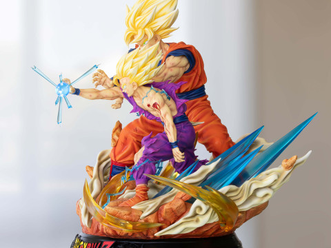 Goku and Gohan Father and Son Kamehameha Ready to Print 3D Print Model
