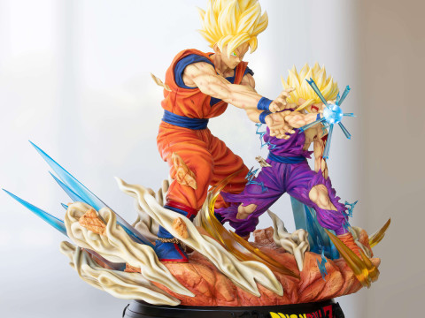 Goku and Gohan Father and Son Kamehameha Ready to Print 3D Print Model
