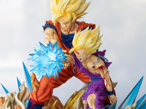 Goku and Gohan Father and Son Kamehameha Ready to Print 3D Print Model