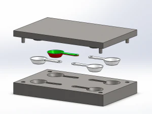 Tea Spoon and Mould Tool 3D Model
